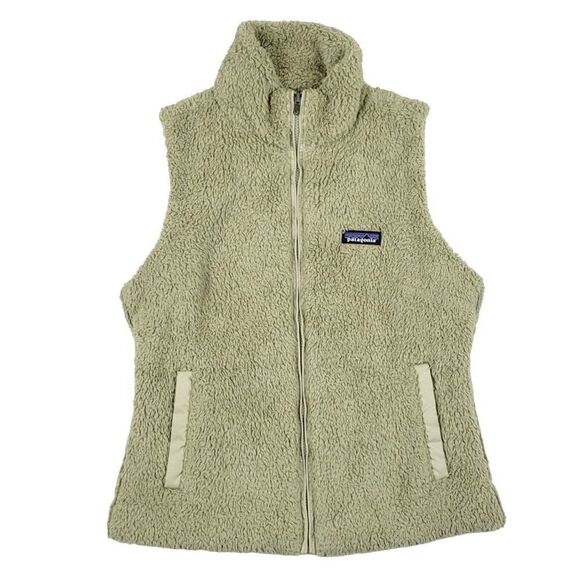 Patagonia Women's Size Medium Fuzzy Sherpa Fleece Full Zip Sweater Vest Beige - Picture 1 of 8